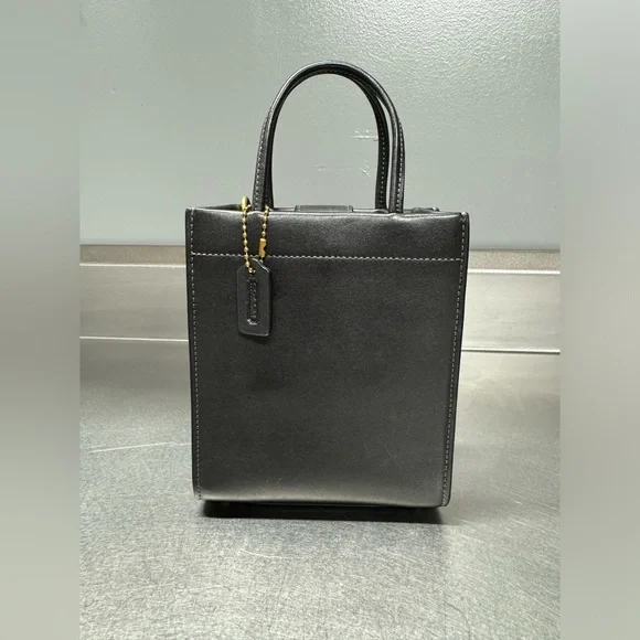 EUC Coach Cashin Mini Tote Crossbody Black Brass - Picture 7 of 14